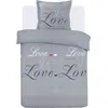 Image de Parure Housse De Couette - - Love - 140 X 200 Cm - 1 Taie Assortie 65 X 65 Cm - Gris - 100% Coton