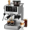 Image de AIRMSEN Machine à Café avec Broyeur   Machine à Café Expresso avec Mousseur à Lait 20 Bars Inox Cappuccino Latte Café Glacé
