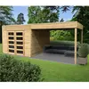 Image de Abri De Jardin En Bois Traité Tarento Avec Auvent - 8 M²