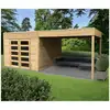 Image de Solid abri de jardin en bois traité tarento avec auvent - 8 m² S8742-1