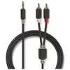 Image de Câble Audio Stéréo 3.5 Mm Mâle 2x Rca Male Plaqué Or 1.00 M R Nedis - Cabw22200at10