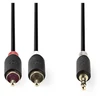 Image de Cordon Audio Nedis 3,5 Mm Trs Vers 2x Rca Mâle Noir 2,0 M Nedis