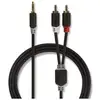 Image de Câble Audio Stéréo 3.5 Mm Mâle 2x Rca Male Plaqué Or 3.00 M R Nedis - Cabw22200at30