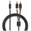 Image de Câble Audio Stéréo 3.5 Mm Mâle 2x Rca Male Plaqué Or 5.00 M R Nedis - Cabw22200at50