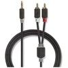 Image de Câble Audio Stéréo Nedis 3,5 Mm Trs Mâle Vers 2x Rca Mâle Plaqué Or 10 M Noir