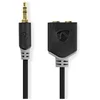 Image de Câble Répartiteur Audio Jack 3.5mm Mâle Vers 2 Jack 3.5mm Femelle 0,2m Gris Anthracite Nedis