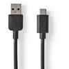 Image de Câble Usb Usb 3.2 Gen 2 Usb-a Mâle Usb-c  Mâle 10 Gbps Plaqué Nickel 1.00 M Rond Pvc Noir