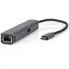 Image de Hub Usb-c 4-en-1 Vers Rj45 Femelle / Usb-a / Usb-c Femelle / Hdmi 4k 5gbps 0.2m Noir Nedis