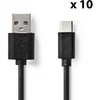 Image de Nedis Lot de 10 câbles USB-C / USB-A (Noir) - 1 m