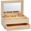 Image de Coiffeuse - ARTEMIO - Bois - 6 Compartiments - 1 Tiroir - Miroir Inclus - Marron