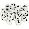 Image de 300 Perles Alphabet 7 Mm - Blanc Et Noir