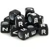 Image de 300 Perles Carrées Alphabet 6 Mm - Noir Et Blanc