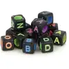 Image de 300 Perles Carrées Alphabet 6 Mm - Noir Et Fluo