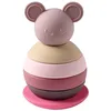 Image de Jouet déveil - Nattou - Culbuto empilable souris rose - 5 anneaux en silicone - Convexe - Mixte