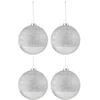 Image de Lot De 4 Boules De Noël "lignes Verre" 12cm Argent