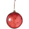 Image de Boule De Noël Avec Ligne Pailletées En Verre Rouge D15cm