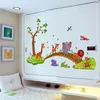 Image de Sticker mural - AMBIANCE STICKER - Sticker animaux rigolos sur un pont de bois - Blanc - H100xL150cm - Personnalisable