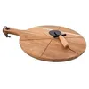 Image de Ensemble roulette à pizza + planche à découper ronde en acacia - POINT VIRGULE - 32.5 cm
