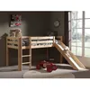 Image de Lit mezzanine enfant avec toboggan scandinave en pin massif naturel - Pino