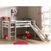 Image de Lit mezzanine enfant avec toboggan - VIPACK - Astrid - Pin massif blanc - 90x200 cm