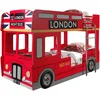Image de Lit Superposé Bus Londres 90x200 Bois Laqué Rouge Cara