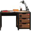 Image de Bureau 3 Tiroirs Pin Massif Foncé Et Noir Alex