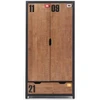 Image de Armoire 2 Portes 1 Tiroir Pin Massif Foncé Et Noir Alex