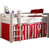 Image de Lit Mezzanine 90x200 Avec Tente Clown Pin Massif Blanc Pino