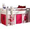 Image de Lit Mezzanine 90x200 Avec Tente Fleur Pin Massif Blanc Pino