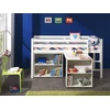 Image de Chambre Enfant 3 Pièces Lit Bureau Et Bibliothèque Pin Massif Blanc Pino 90x200