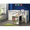 Image de Chambre Enfant 5 Pièces Lit Bureau Bibliothèque Commode 2 Portes Et Étagère Pin Massif Blanc Pino 90x200