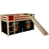 Image de Lit Toboggan 90x200 Avec Tente Pirate Noir Pin Massif Clair Pino