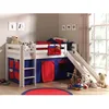 Image de Lit enfant mezzanine toboggan - Vipack - PINO - Blanc - Pin Massif - Housse Domino