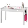 Image de Bureau enfant - Amori - 2 tiroirs - MDF vernis blanc - Poignées en coeur - Crochet latéral