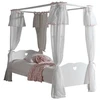 Image de Lit À Baldaquin Amori 90x200   Blanc Laqué, Élégant & Personnalisable-version Avec Voile/sans Sommier