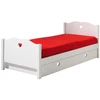Image de Lit Enfant Amori 90x200   Blanc Laqué & Détails Coeur-version Avec Sommier/tiroir Lit