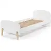 Image de Lit Enfant 90x200 Bois Blanc Brillant Et Pieds Pin Massif Clair Kiddy