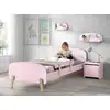 Image de Lit 90x200 Avec Rambarde Bois Laqué Rose Et Pieds Pin Clair Kiddy