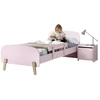 Image de Chambre Enfant 3 Pièces Lit Rambarde Et Chevet Bois Laqué Rose Et Pin Clair Kiddy 90x200