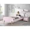 Image de Chambre Enfant 4 Pièces Lit Chevet Et 2 Tiroirs Bois Laqué Rose Et Pin Clair Kiddy 90x200