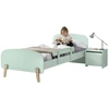 Image de Chambre Enfant 3 Pièces Lit Rambarde Et Chevet Bois Laqué Vert Et Pin Clair Kiddy 90x200