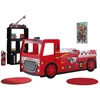 Image de Pack - Lit Enfant & Matelas "camion De Pompier" 90x200cm Rouge