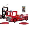 Image de Pack - Lit Enfant & Matelas Camion de Pompier 90x200cm Rouge