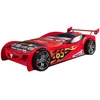 Image de Lit Voiture De Course 90x200 Liman   Bois Rouge   Sommier Inclus-modéle Avec Matelas
