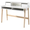 Image de Bureau Enfant 2 Niches 2 Tiroirs Bois Laqué Blanc Et Pieds Pin Clair Kiddy