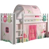 Image de Lit Mezzanine 90x200 Avec Tente Tunnel Et 3 Pochettes Printemps Pin Massif Blanc Pino