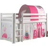 Image de Lit Mezzanine 90x200 Avec Tente Et Tunnel Princesse Pin Massif Blanc Pino