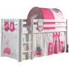 Image de Lit Mezzanine 90x200 Avec Tente Tunnel Et 3 Pochettes Princesse Pin Massif Clair Pino 2