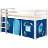 Image de Lit Mezzanine 90x200 Avec Tente Astra Pin Massif Blanc Pino