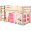 Image de Lit Mezzanine 90x200 Avec Tente Printemps Pin Massif Clair Pino